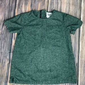 Young & Free Green Cotton Short Sleeve Shirt w/ Zipper Back Detail- Size 4T